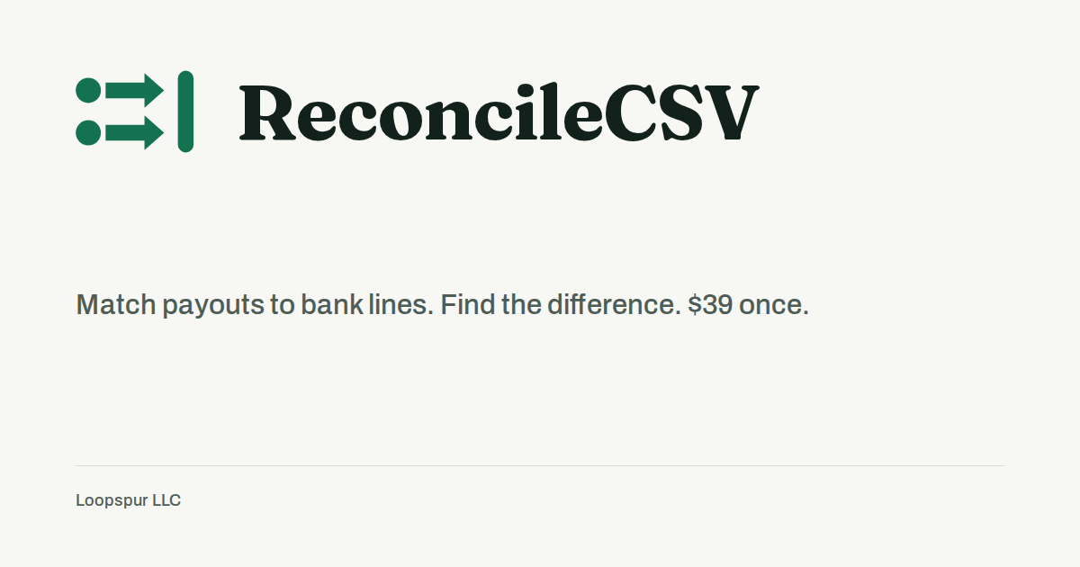 ReconcileCSV payout matching card